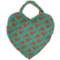 Cute Fish Underwater Sea Ocean Nature Aquarium Goldfish Marine Water Giant Heart Shaped Tote by Bedest