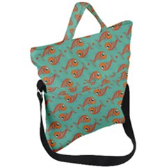 Cute Fish Underwater Sea Ocean Nature Aquarium Goldfish Marine Water Fold Over Handle Tote Bag by Bedest