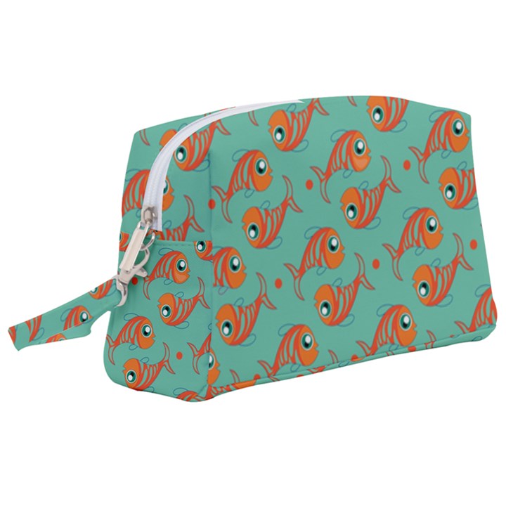 Cute Fish Underwater Sea Ocean Nature Aquarium Goldfish Marine Water Wristlet Pouch Bag (Large)