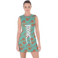 Cute Fish Underwater Sea Ocean Nature Aquarium Goldfish Marine Water Lace Up Front Bodycon Dress by Bedest