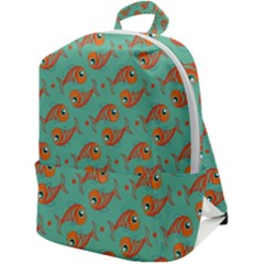 Cute Fish Underwater Sea Ocean Nature Aquarium Goldfish Marine Water Zip Up Backpack by Bedest