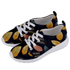 Gold Yellow Leaves Fauna Dark Background Dark Black Background Black Nature Forest Texture Wall Wall Women s Lightweight Sports Shoes by Bedest