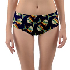 Fish Abstract Animal Art Nature Texture Water Pattern Marine Life Underwater Aquarium Aquatic Reversible Mid-waist Bikini Bottoms by Bedest