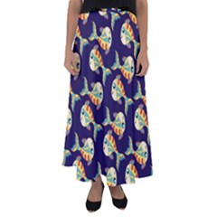 Fish Abstract Animal Art Nature Texture Water Pattern Marine Life Underwater Aquarium Aquatic Flared Maxi Skirt