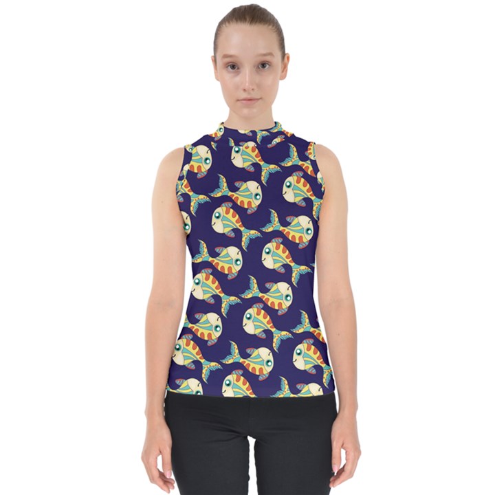 Fish Abstract Animal Art Nature Texture Water Pattern Marine Life Underwater Aquarium Aquatic Mock Neck Shell Top