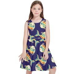 Fish Abstract Animal Art Nature Texture Water Pattern Marine Life Underwater Aquarium Aquatic Kids  Skater Dress by Bedest