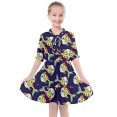 Fish Abstract Animal Art Nature Texture Water Pattern Marine Life Underwater Aquarium Aquatic Kids  All Frills Chiffon Dress by Bedest