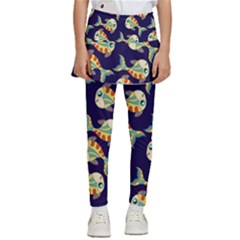 Fish Abstract Animal Art Nature Texture Water Pattern Marine Life Underwater Aquarium Aquatic Kids  Skirted Pants by Bedest