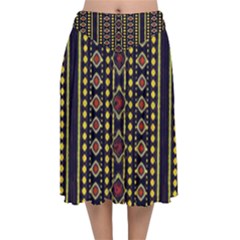 Background Art Pattern Design Velvet Flared Midi Skirt by Bedest