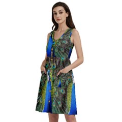 Peacock Bird Feathers Pheasant Nature Animal Texture Pattern Sleeveless Dress With Pocket by Bedest