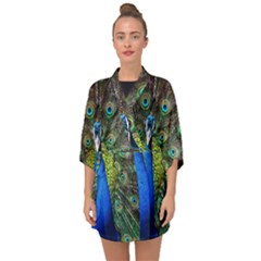 Peacock Bird Feathers Pheasant Nature Animal Texture Pattern Half Sleeve Chiffon Kimono by Bedest