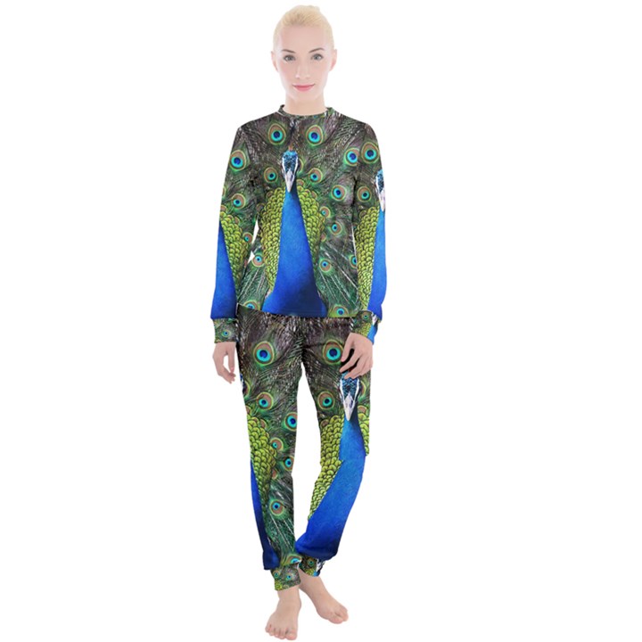 Peacock Bird Feathers Pheasant Nature Animal Texture Pattern Women s Lounge Set