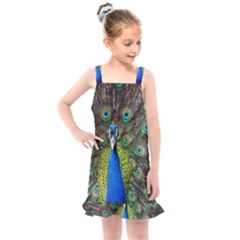 Peacock Bird Feathers Pheasant Nature Animal Texture Pattern Kids  Overall Dress by Bedest