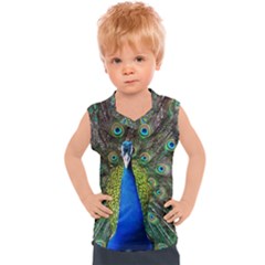 Peacock Bird Feathers Pheasant Nature Animal Texture Pattern Kids  Sport Tank Top