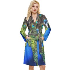 Peacock Bird Feathers Pheasant Nature Animal Texture Pattern Long Sleeve Velvet Robe by Bedest