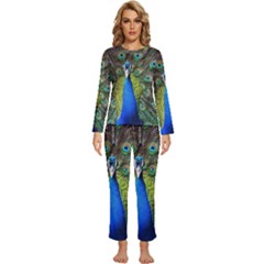 Peacock Bird Feathers Pheasant Nature Animal Texture Pattern Womens  Long Sleeve Lightweight Pajamas Set by Bedest