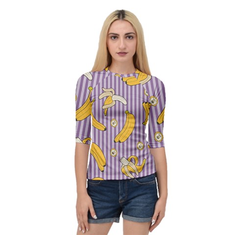 Pattern Bananas Fruit Tropical Seamless Texture Graphics Quarter Sleeve Raglan T-shirt by Bedest