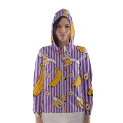 Pattern Bananas Fruit Tropical Seamless Texture Graphics Women s Hooded Windbreaker by Bedest