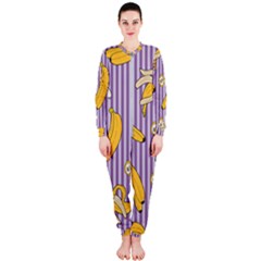 Pattern Bananas Fruit Tropical Seamless Texture Graphics Onepiece Jumpsuit (ladies) by Bedest