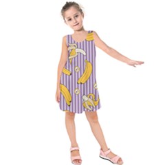 Pattern Bananas Fruit Tropical Seamless Texture Graphics Kids  Sleeveless Dress by Bedest