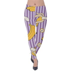 Pattern Bananas Fruit Tropical Seamless Texture Graphics Velvet Leggings by Bedest