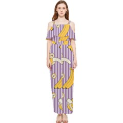 Pattern Bananas Fruit Tropical Seamless Texture Graphics Draped Sleeveless Chiffon Jumpsuit by Bedest