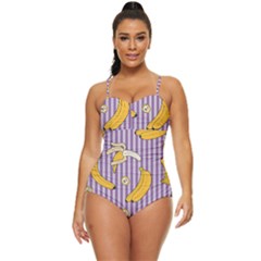 Pattern Bananas Fruit Tropical Seamless Texture Graphics Retro Full Coverage Swimsuit by Bedest