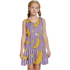 Pattern Bananas Fruit Tropical Seamless Texture Graphics Kids  Sleeveless Tiered Mini Dress by Bedest