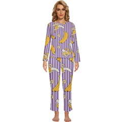 Pattern Bananas Fruit Tropical Seamless Texture Graphics Womens  Long Sleeve Lightweight Pajamas Set by Bedest