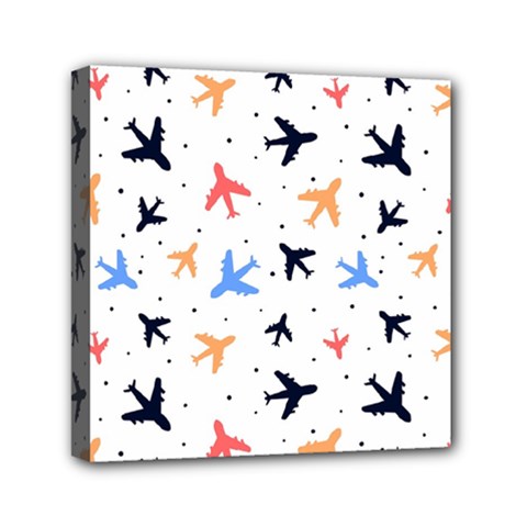 Airplane Pattern Plane Aircraft Fabric Style Simple Seamless Mini Canvas 6  X 6  (stretched) by Bedest