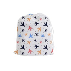 Airplane Pattern Plane Aircraft Fabric Style Simple Seamless Drawstring Pouch (large) by Bedest