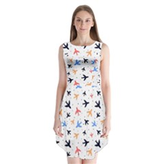 Airplane Pattern Plane Aircraft Fabric Style Simple Seamless Sleeveless Chiffon Dress   by Bedest