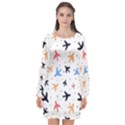 Airplane Pattern Plane Aircraft Fabric Style Simple Seamless Long Sleeve Chiffon Shift Dress  View1