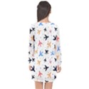 Airplane Pattern Plane Aircraft Fabric Style Simple Seamless Long Sleeve Chiffon Shift Dress  View2