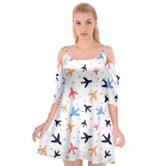 Airplane Pattern Plane Aircraft Fabric Style Simple Seamless Cutout Spaghetti Strap Chiffon Dress by Bedest