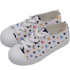 Airplane Pattern Plane Aircraft Fabric Style Simple Seamless Kids  Low Top Canvas Sneakers by Bedest