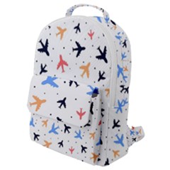 Airplane Pattern Plane Aircraft Fabric Style Simple Seamless Flap Pocket Backpack (small) by Bedest