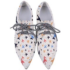 Airplane Pattern Plane Aircraft Fabric Style Simple Seamless Pointed Oxford Shoes by Bedest