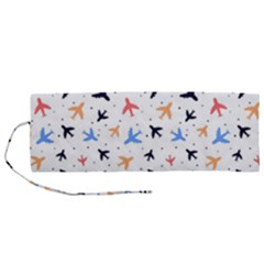 Airplane Pattern Plane Aircraft Fabric Style Simple Seamless Roll Up Canvas Pencil Holder (m) by Bedest