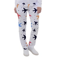 Airplane Pattern Plane Aircraft Fabric Style Simple Seamless Women s Casual Pants