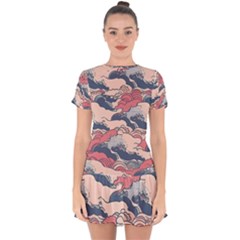 Waves Ocean Sea Water Pattern Rough Seas Digital Art Nature Nautical Drop Hem Mini Chiffon Dress by Bedest