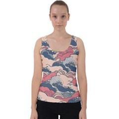 Waves Ocean Sea Water Pattern Rough Seas Digital Art Nature Nautical Velvet Tank Top by Bedest