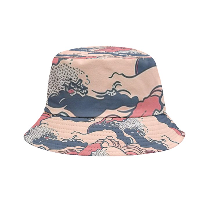 Waves Ocean Sea Water Pattern Rough Seas Digital Art Nature Nautical Inside Out Bucket Hat