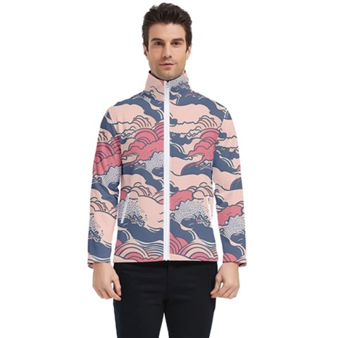 Waves Ocean Sea Water Pattern Rough Seas Digital Art Nature Nautical Men s Bomber Jacket by Bedest