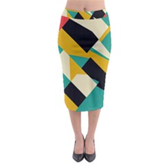 Geometric Pattern Retro Colorful Abstract Midi Pencil Skirt by Bedest