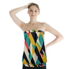 Geometric Pattern Retro Colorful Abstract Strapless Top by Bedest