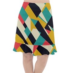 Geometric Pattern Retro Colorful Abstract Fishtail Chiffon Skirt