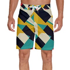 Geometric Pattern Retro Colorful Abstract Men s Beach Shorts by Bedest