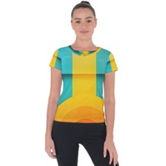 Colorful Rainbow Pattern Digital Art Abstract Minimalist Minimalism Short Sleeve Sports Top  by Bedest