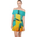 Colorful Rainbow Pattern Digital Art Abstract Minimalist Minimalism Off Shoulder Chiffon Dress View1